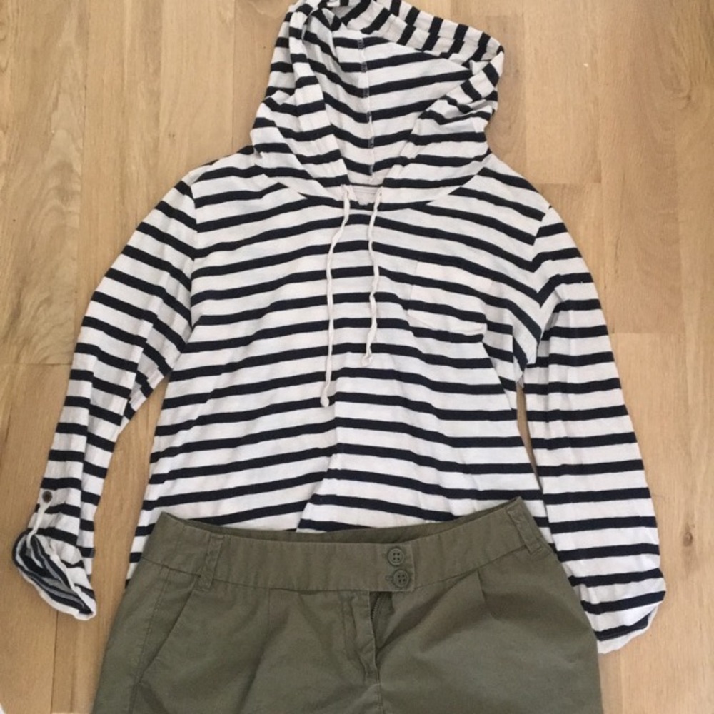 *DELETING SOON* LOFT STRIPED HOODED SHIRT
